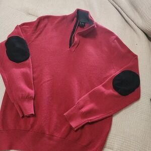Jos A Bank Executive Mens Sz Med 100%‎ Cotton, Red 1/4 Zip Sweater Pullover